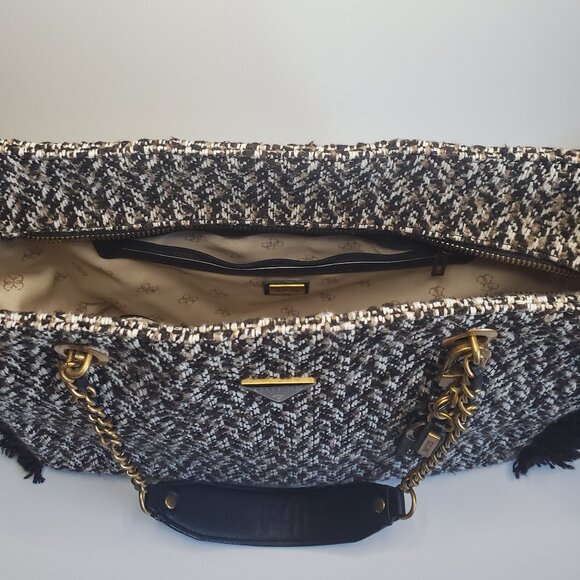 Guess Cessily Tweed Tote in Brown - Picture 5 of 7